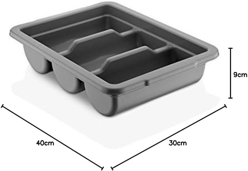 Gastroplast Cutlery Box Tray with 3 Compartments - Grey Polypropylene BPA-Free - Image 4